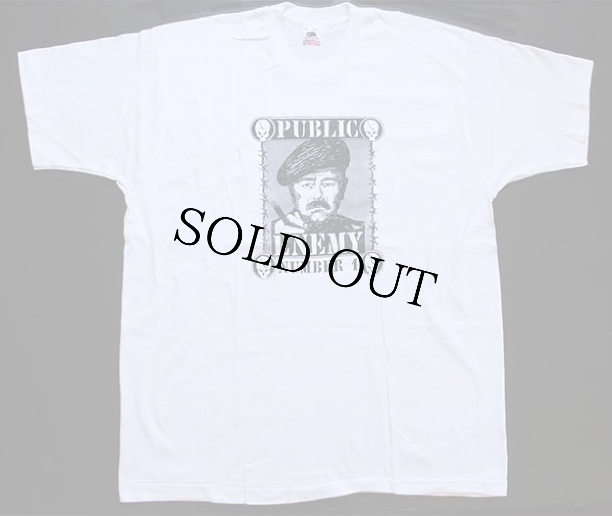 画像2: デッドストック★90s USA製 FRUIT OF THE LOOM PUBLIC ENEMY サダム フセイン コットンTシャツ 白×黒 XXL★H 特大 (2)