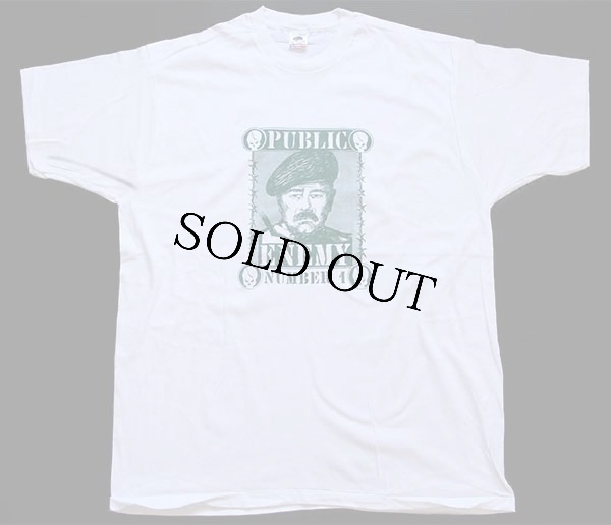 画像2: デッドストック★90s USA製 FRUIT OF THE LOOM PUBLIC ENEMY サダム フセイン コットンTシャツ 白×緑 XXL★F (2)