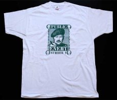 画像2: デッドストック★90s USA製 FRUIT OF THE LOOM PUBLIC ENEMY サダム フセイン コットンTシャツ 白×緑 XXL★F (2)