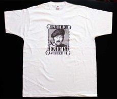 画像2: デッドストック★90s USA製 FRUIT OF THE LOOM PUBLIC ENEMY サダム フセイン コットンTシャツ 白×茶 XXL★G (2)