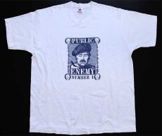 画像2: デッドストック★90s USA製 FRUIT OF THE LOOM PUBLIC ENEMY サダム フセイン コットンTシャツ 白×紺 XXL★B (2)