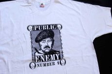 画像1: デッドストック★90s USA製 FRUIT OF THE LOOM PUBLIC ENEMY サダム フセイン コットンTシャツ 白×黒 XXL★H 特大 (1)