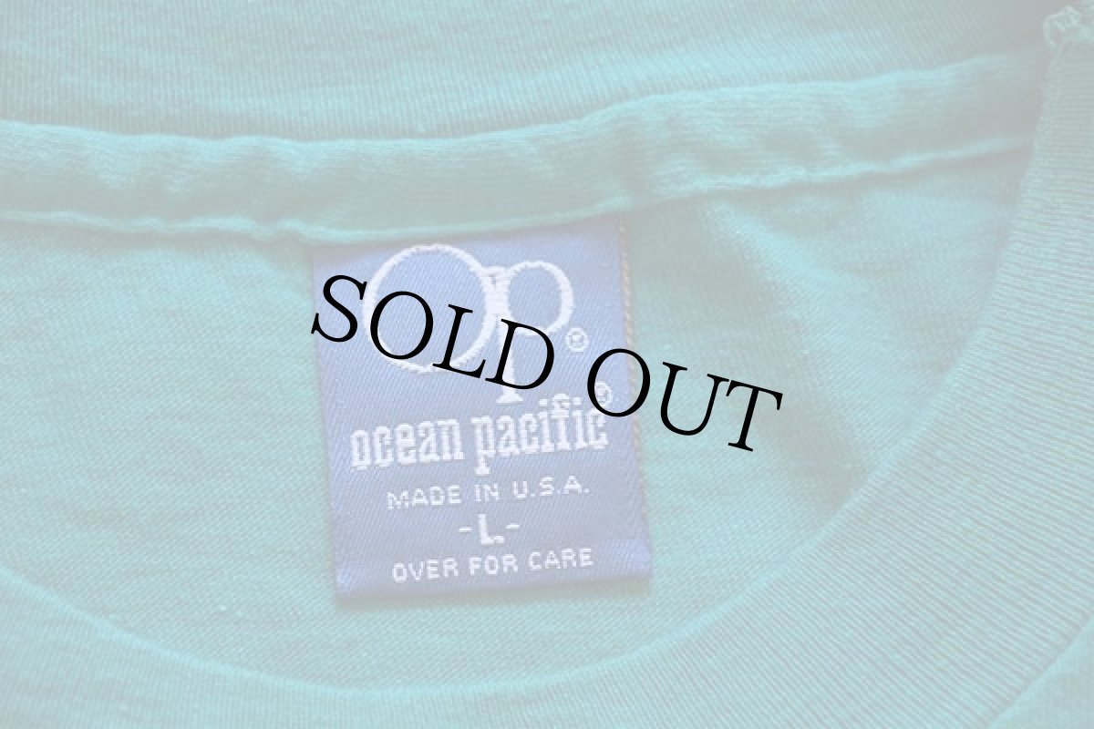画像3: 80s USA製 OP ocean pacificオーシャンパシフィック Local Talent 蛍光 発泡プリント コットンTシャツ エメラルドグリーン L (3)