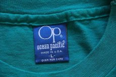 画像3: 80s USA製 OP ocean pacificオーシャンパシフィック Local Talent 蛍光 発泡プリント コットンTシャツ エメラルドグリーン L (3)