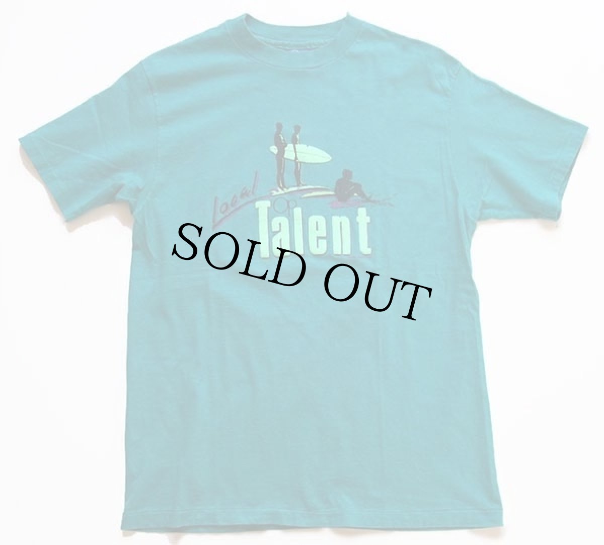 画像2: 80s USA製 OP ocean pacificオーシャンパシフィック Local Talent 蛍光 発泡プリント コットンTシャツ エメラルドグリーン L (2)