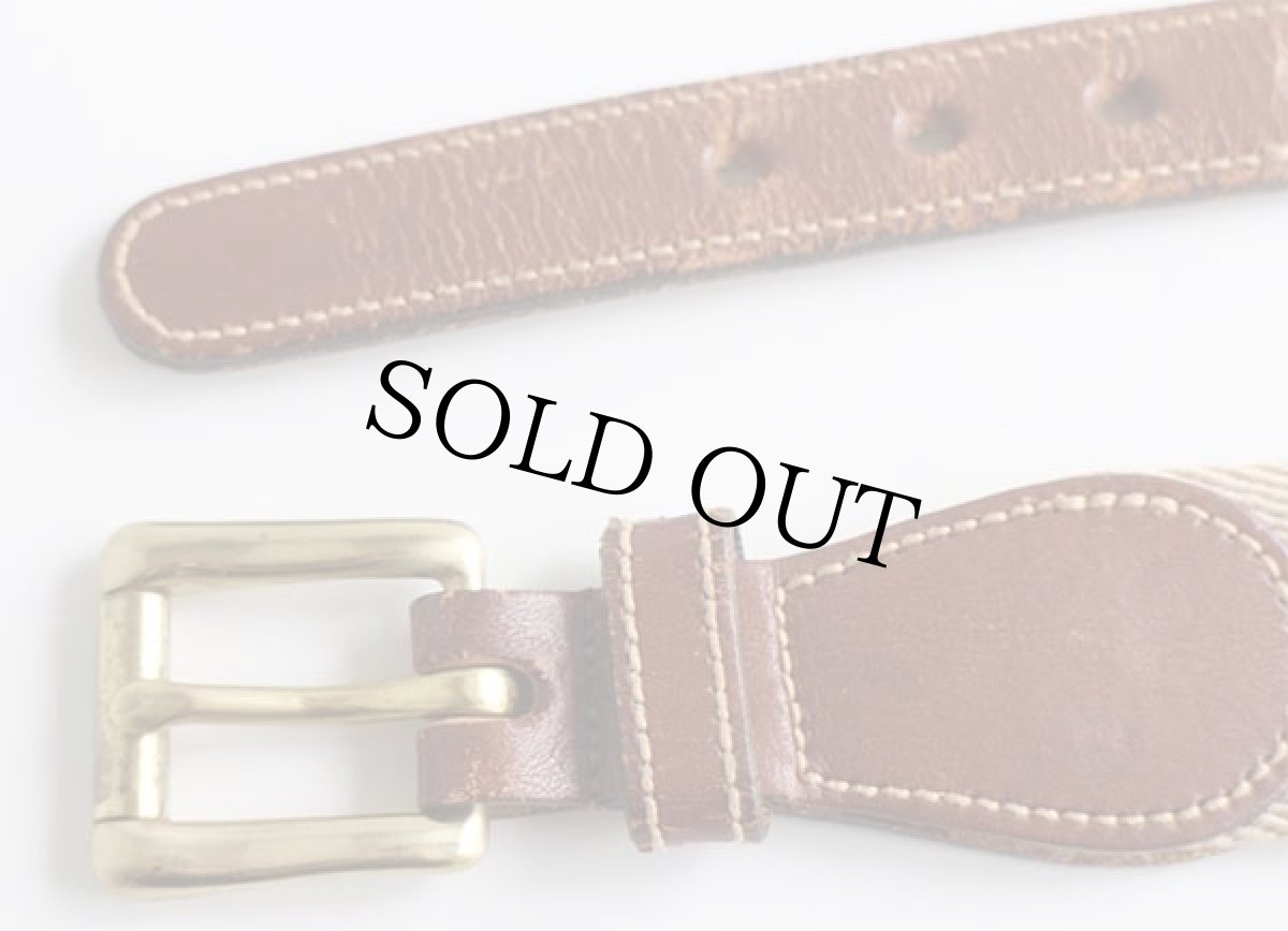 画像2: USA製 DOONEY&BOURKE ライン入り ウール ベルト グレーベージュ×黄 30★1296 (2)