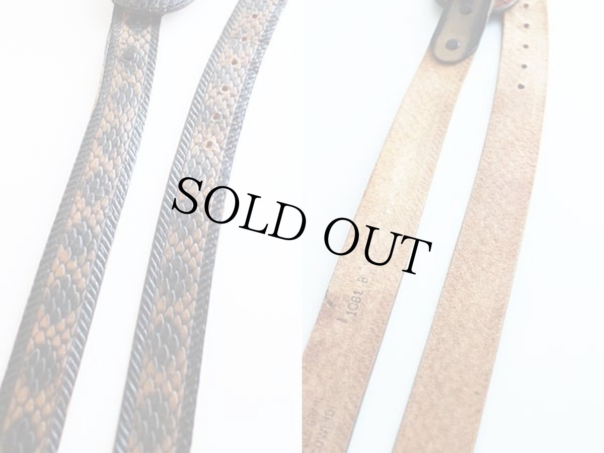 画像2: UNKNOWN ヘビ柄 バックル JIM カービング カウハイド レザーベルト 42★1228 (2)