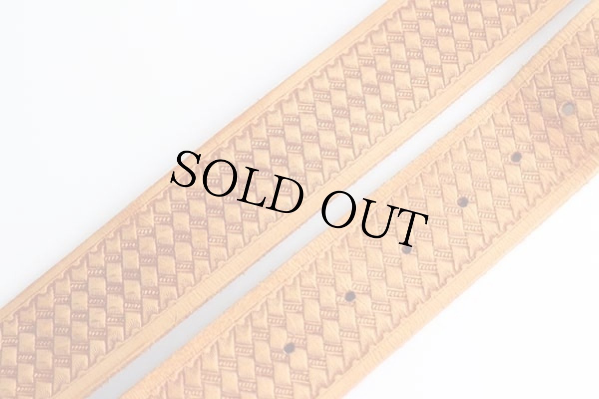 画像4: アルゼンチン製 UNKNOWN バスケット柄 カービング レザー ギャリソンベルト 茶★1282 (4)