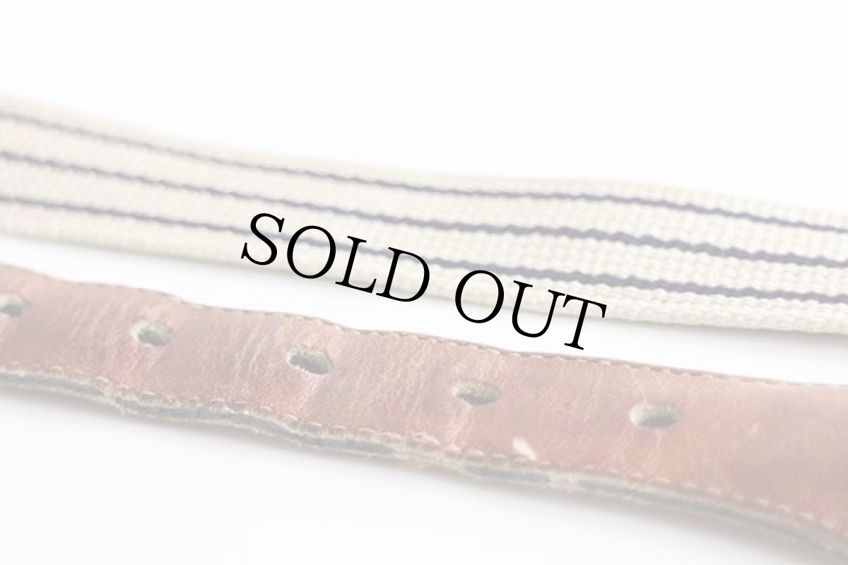 画像4: COACH コーチ ライン入り リネン ベルト ベージュ×紺 28/70★1294 (4)