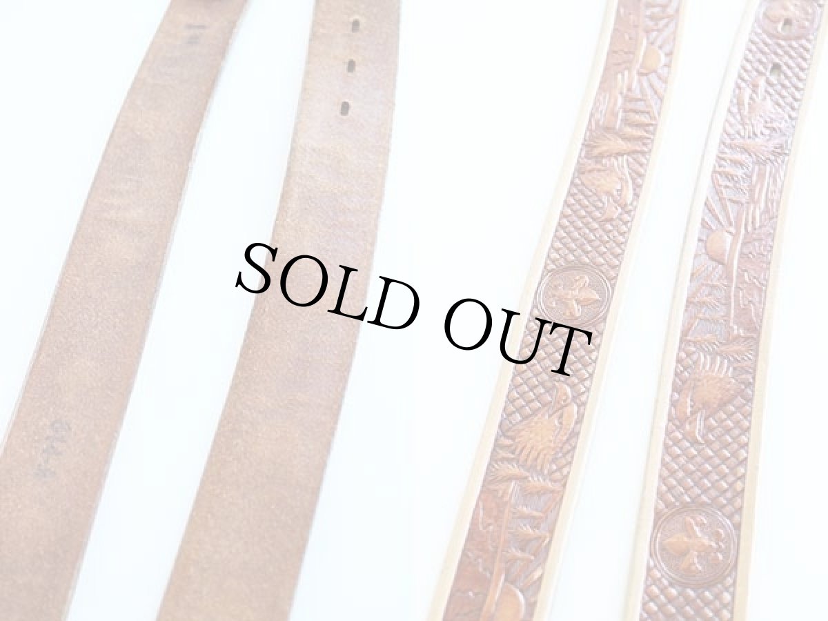 画像2: USA製 Crumrine 馬 バックル イーグル カービング レザーベルト 茶 40★1227 (2)