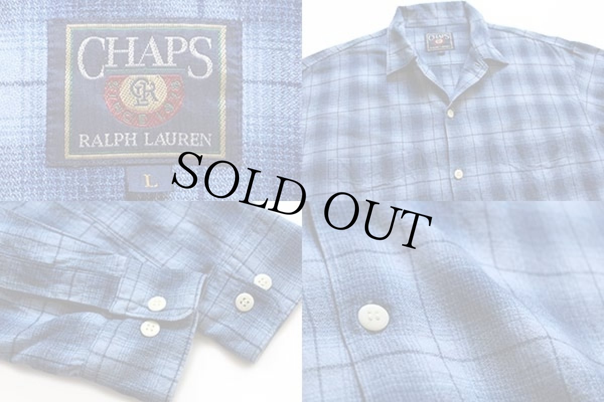 画像3: 90s CHAPS ラルフローレン オンブレチェック コットンシャツ L (3)