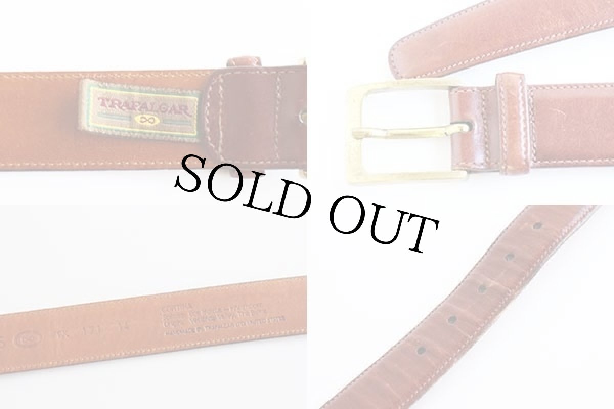 画像3: USA製 TRAFALGAR ハンドメイド レザーベルト 茶 36★1205 (3)