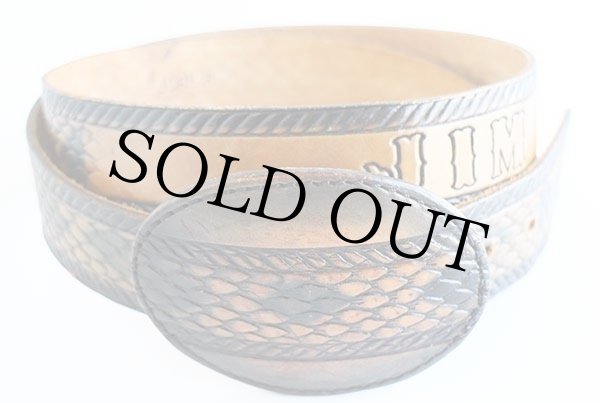 UNKNOWN ヘビ柄 バックル JIM カービング カウハイド レザーベルト 42