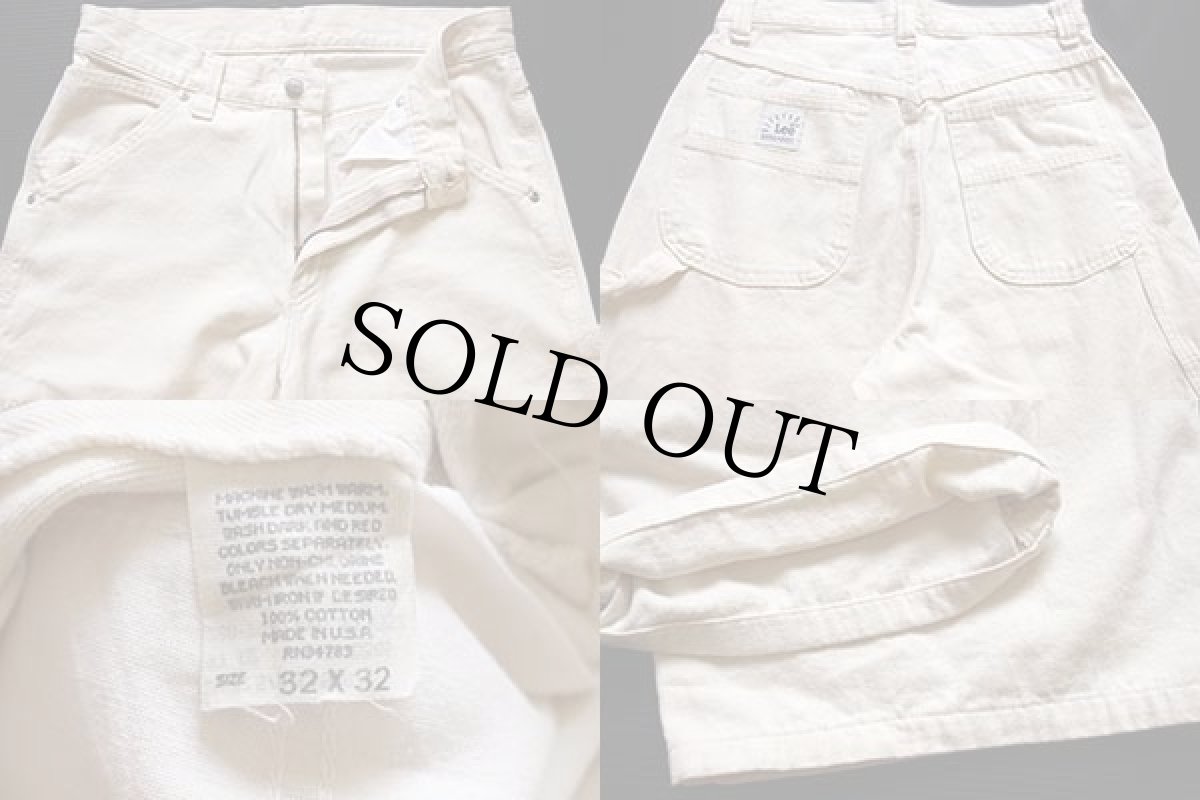 画像4: 90s USA製 Leeリー RIVETED カラーデニム ペインターパンツ 生成り w32 L32 (4)