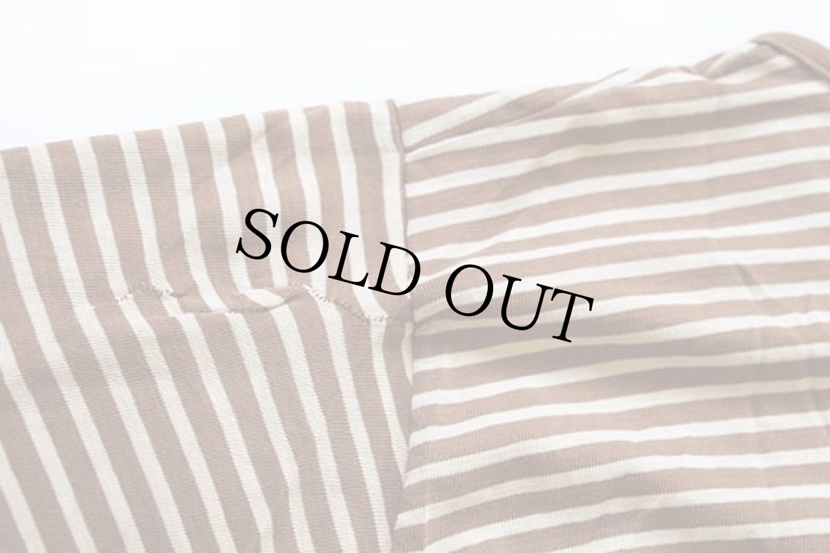 画像5: 70s USA製 EXPRESSIONS by CAMPUS ボーダー ヘンリーネック コットンTシャツ ブラウン×ベージュ L (5)