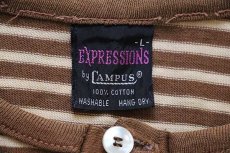 画像4: 70s USA製 EXPRESSIONS by CAMPUS ボーダー ヘンリーネック コットンTシャツ ブラウン×ベージュ L (4)