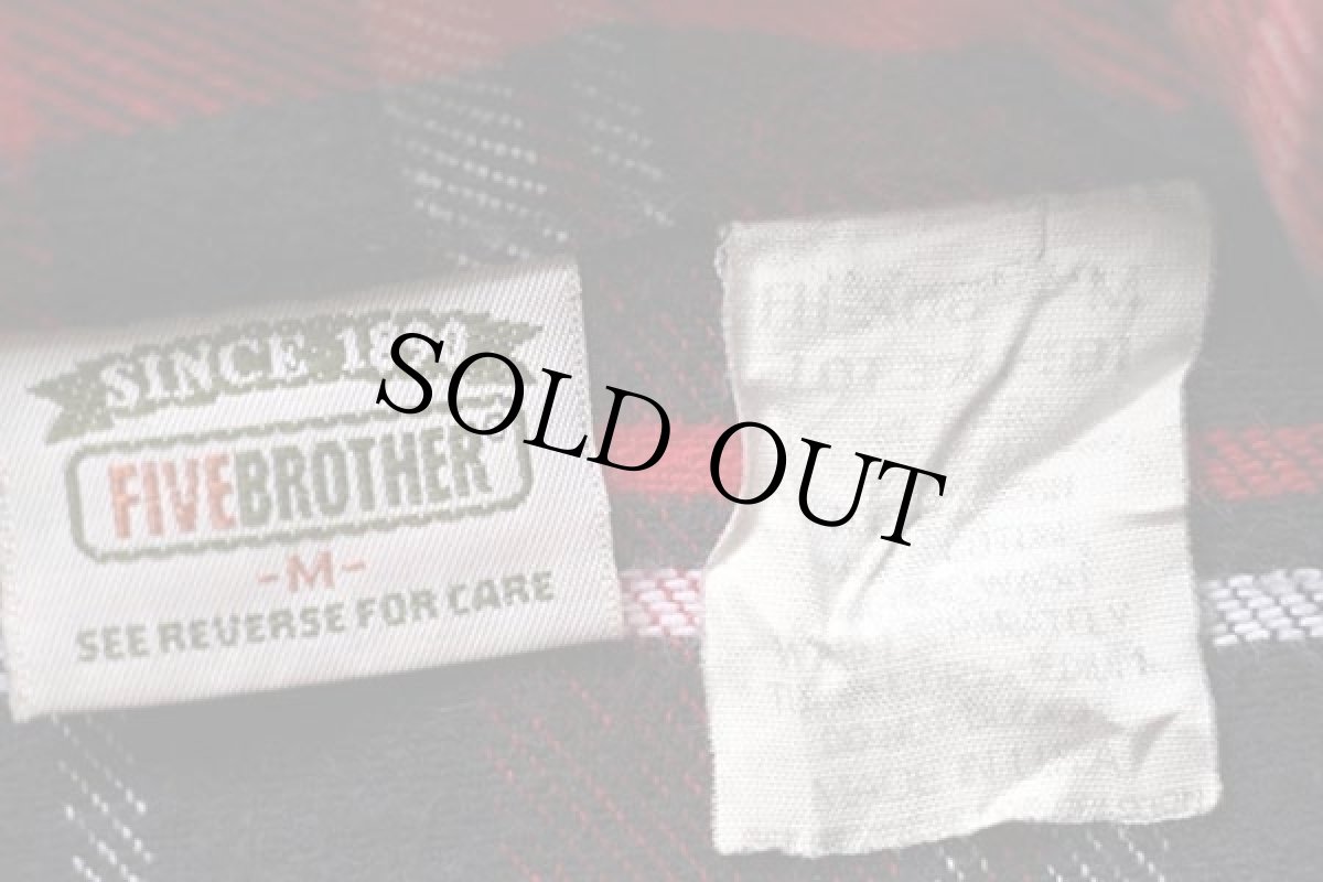 画像4: 90s USA製 FIVE BROTHERファイブブラザー チェック コットン フランネルシャツ M (4)