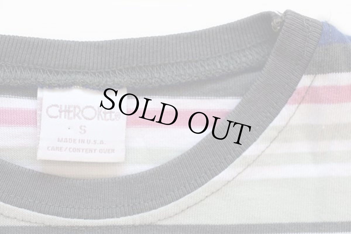 画像3: 90s USA製 CHEROKEE ランダムボーダー コットンTシャツ S (3)