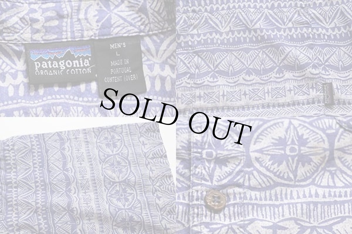 画像4: 90s ポルトガル製 patagoniaパタゴニア 総柄 半袖 オーガニックコットンシャツ L (4)