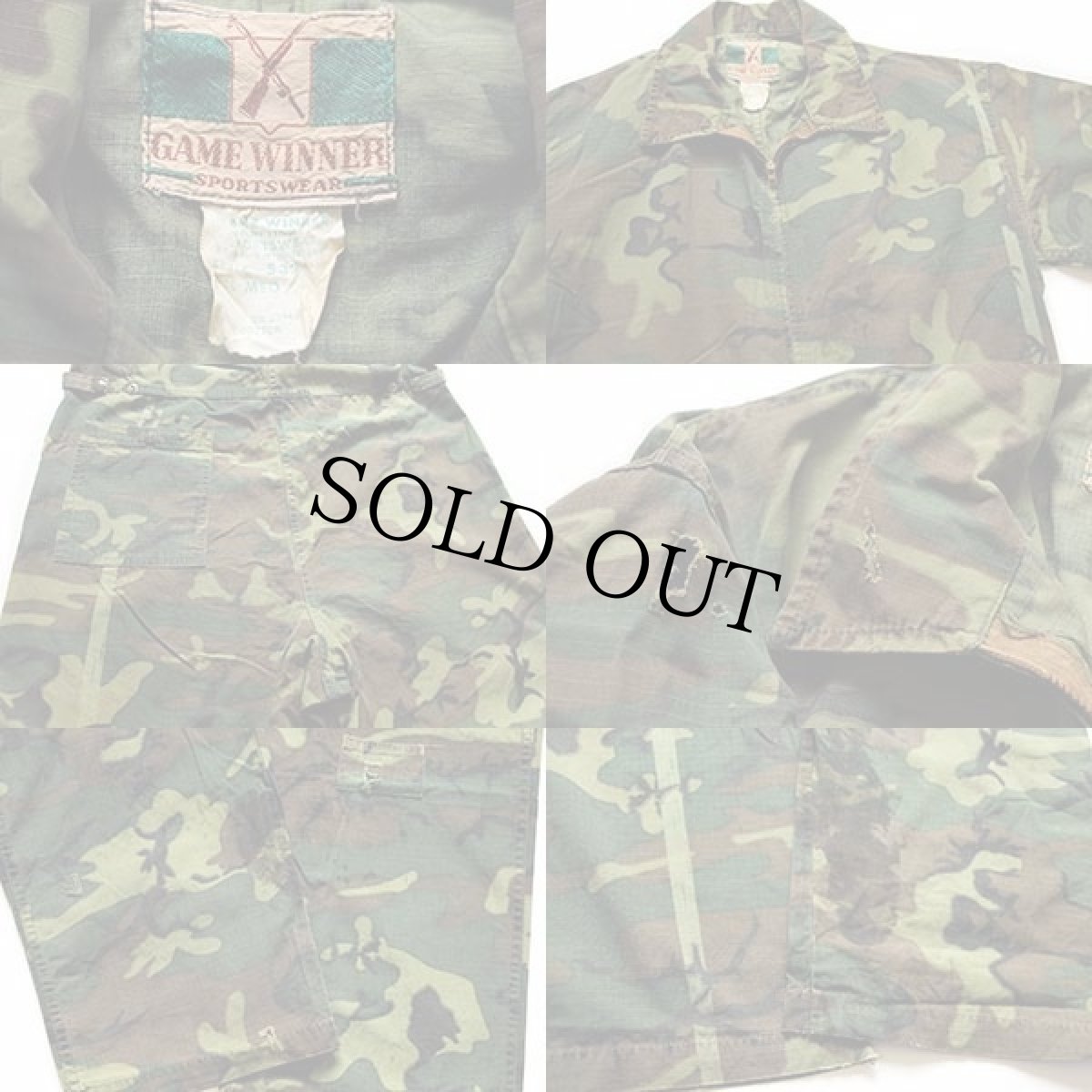 画像3: 60s GAME WINNER グリーンリーフカモ コットン ハンティング オールインワン ボロ M★つなぎ (3)