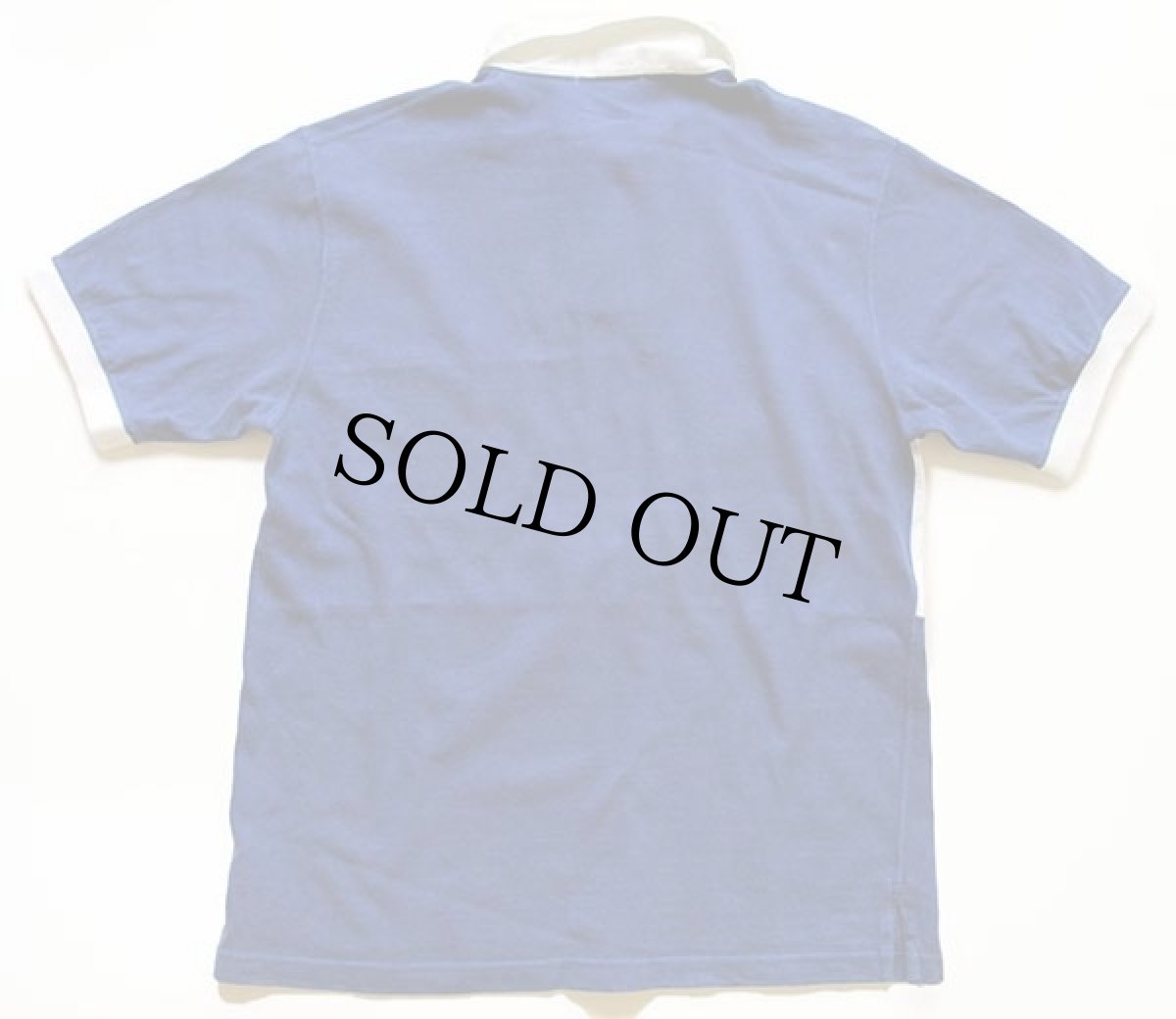 画像2: 90s POLO SPORTポロ スポーツ ラルフローレン ロゴ 染み込みプリント 半袖 コットン ラガーシャツ 青×白×赤 L (2)