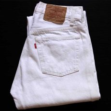 画像1: 80s USA製 Levi'sリーバイス 501 ホワイト デニムパンツ w29 (1)