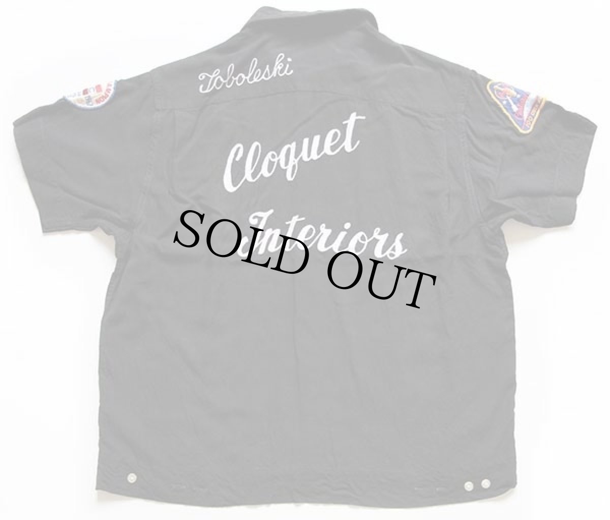 画像2: 60s Crown Prince チェーン刺繍&パッチ付き 切り替え レーヨン ボウリングシャツ 黒 (2)