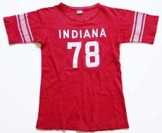 画像2: 70s USA製 Championチャンピオン INDIANA 78 コットン フットボールTシャツ 赤 フェード M (2)