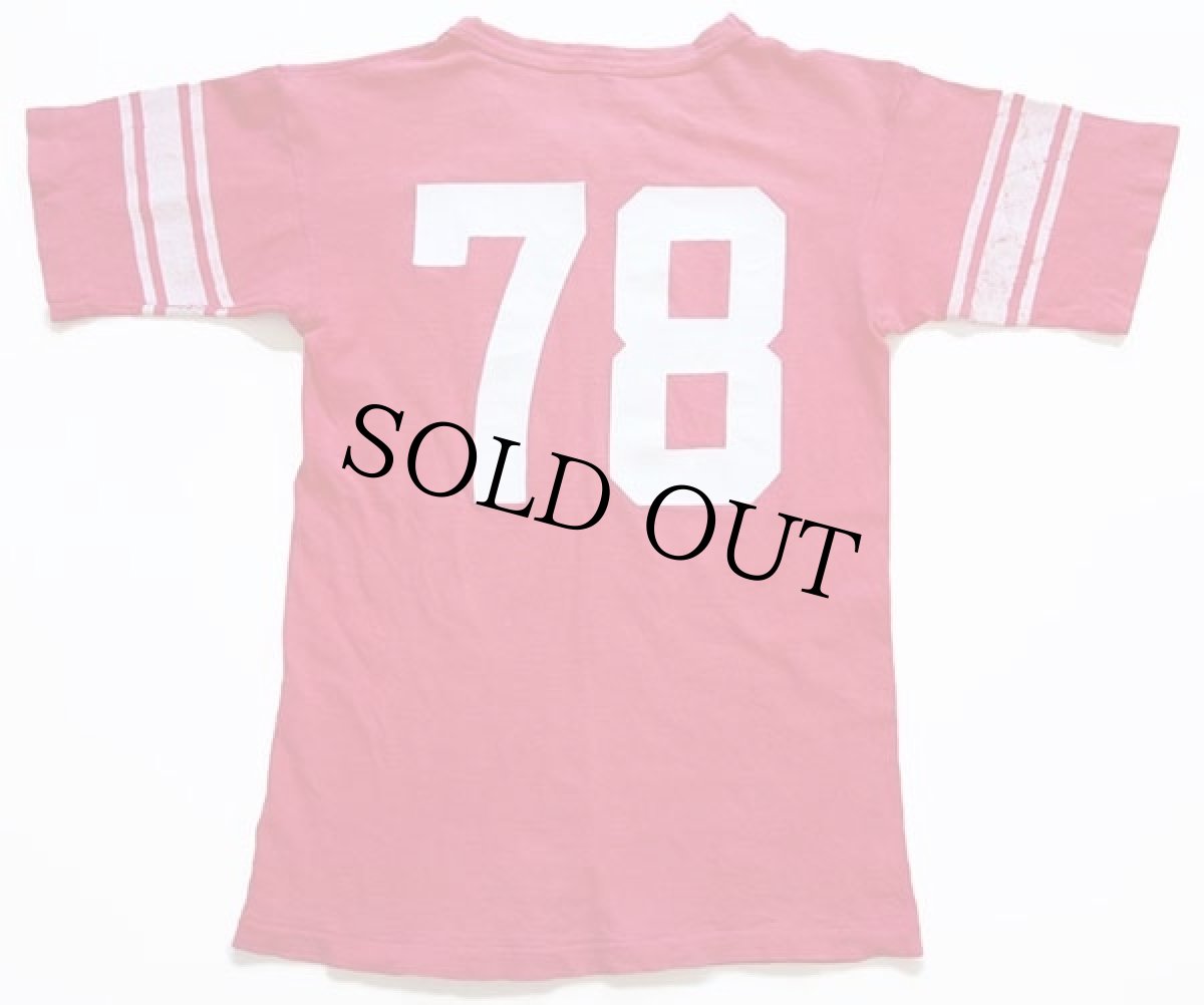 画像2: 70s USA製 Championチャンピオン INDIANA 78 コットン フットボールTシャツ 赤 フェード M (2)