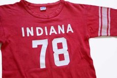 画像1: 70s USA製 Championチャンピオン INDIANA 78 コットン フットボールTシャツ 赤 フェード M (1)
