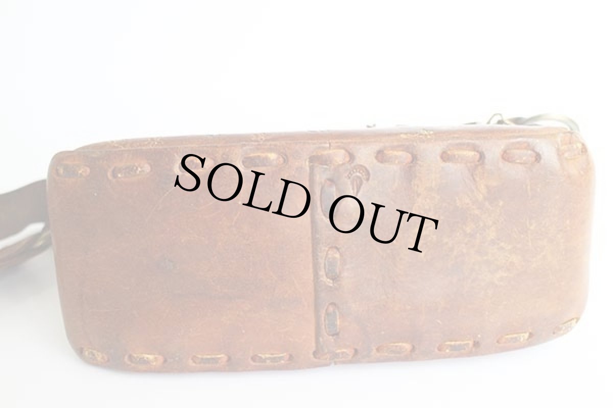 画像4: 70s 花柄 カービング ペイント レザー ショルダーバッグ 茶 (4)