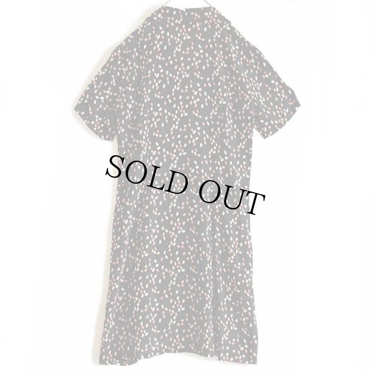 画像2: 90s EddieBauerエディーバウアー 総柄 半袖 レーヨン シャツワンピース 黒 XS (2)