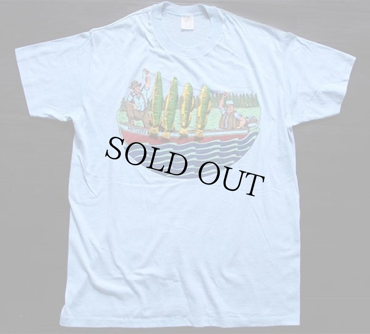 画像2: 70s USA製 魚 飾り付き フィッシング Tシャツ 水色 XL (2)