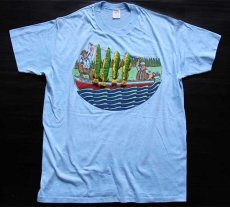 画像2: 80s USA製 魚 飾り付き フィッシング Tシャツ 水色 XL (2)