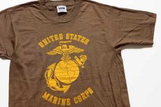 画像1: デッドストック★80s 米軍 USMC コットンTシャツ 茶 M (1)