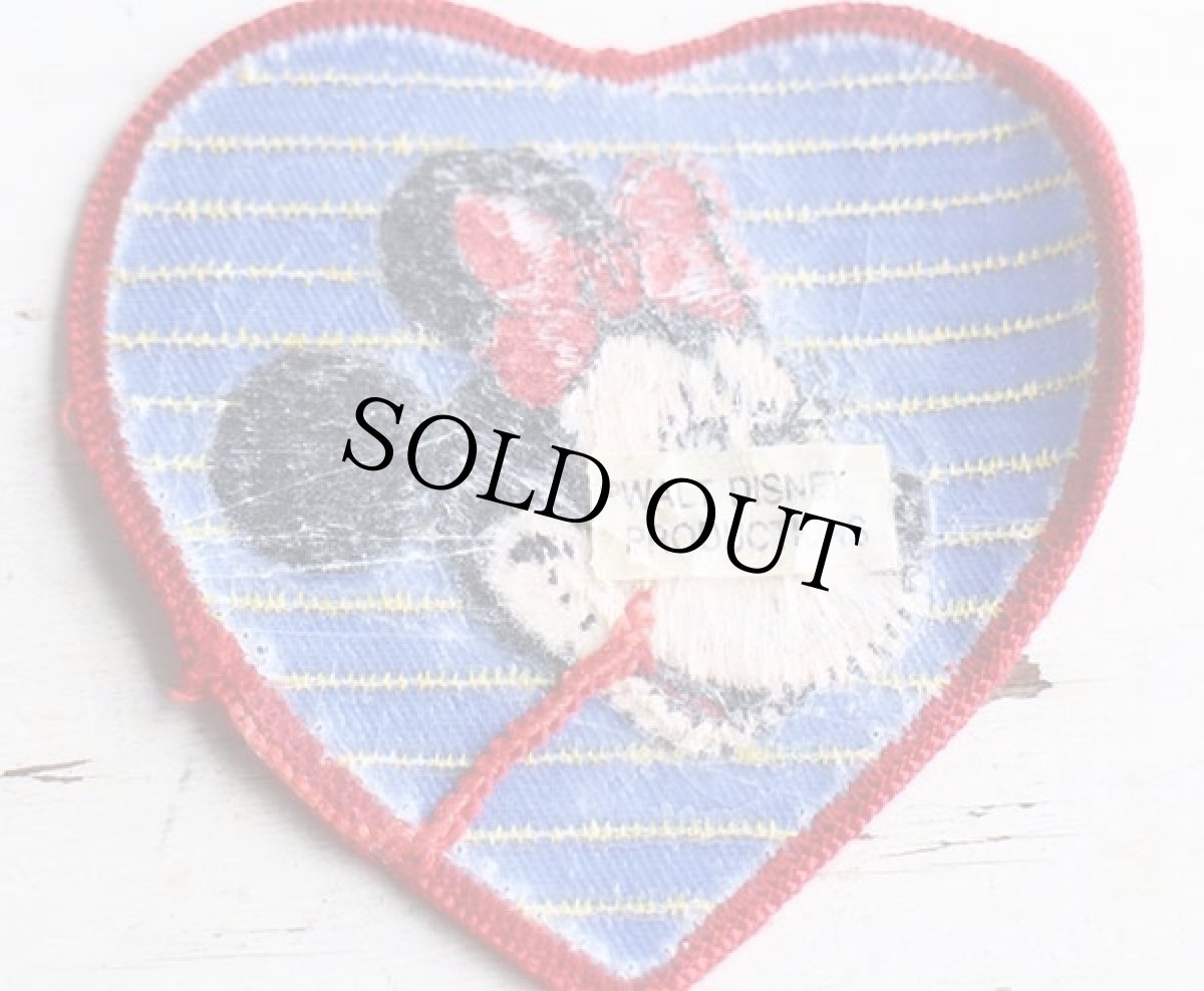 画像2: ビンテージ ミニーマウス ハート型 パッチ★ワッペン (2)