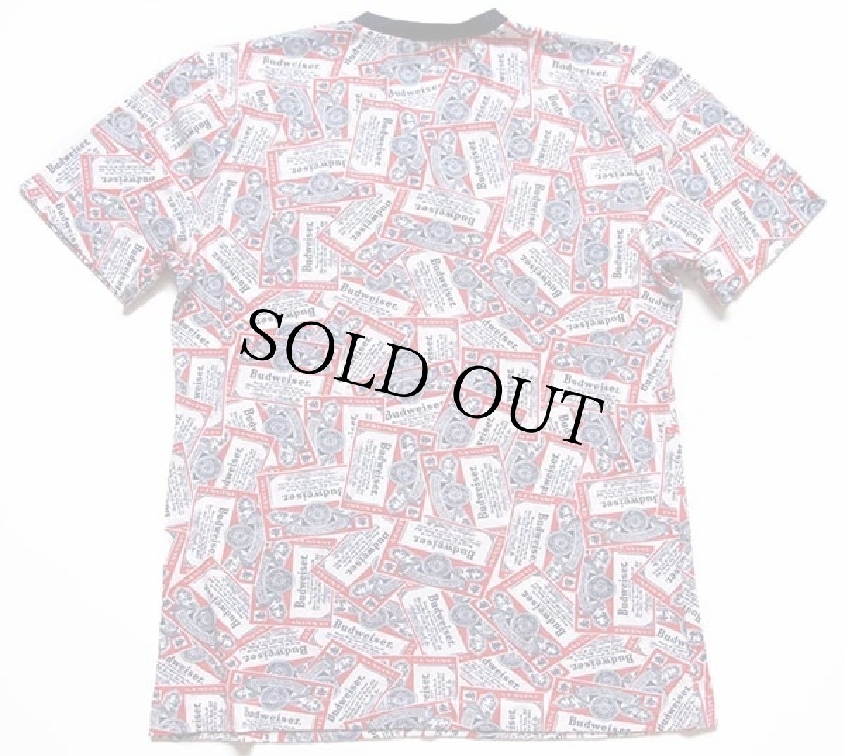画像3: 70s Budweiserバドワイザー 総柄 染み込みプリント Vネック Tシャツ (3)
