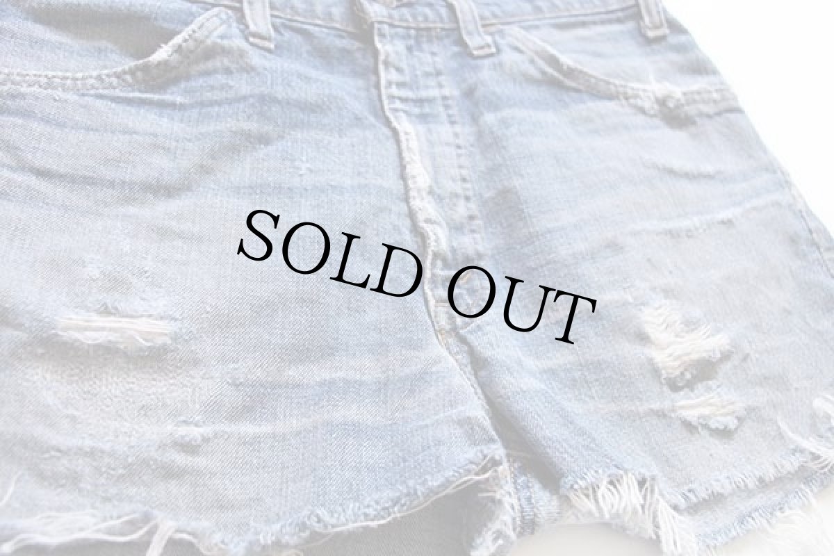 画像3: 70s USA製 Levi'sリーバイス 646 カットオフ デニム ショートパンツ ボロ w33★ショーツ (3)