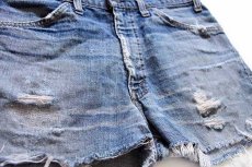 画像3: 70s USA製 Levi'sリーバイス 646 カットオフ デニム ショートパンツ ボロ w33★ショーツ (3)