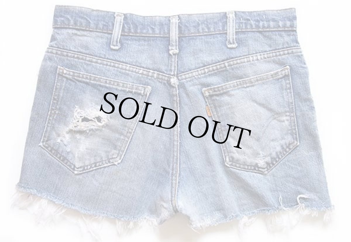 画像2: 70s USA製 Levi'sリーバイス 646 カットオフ デニム ショートパンツ ボロ w33★ショーツ (2)