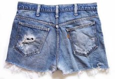 画像2: 70s USA製 Levi'sリーバイス 646 カットオフ デニム ショートパンツ ボロ w33★ショーツ (2)