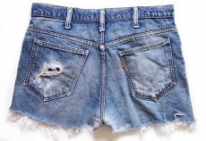 画像2: 70s Levi'sリーバイス 646 カットオフ デニム ショートパンツ ボロ w33★ショーツ (2)