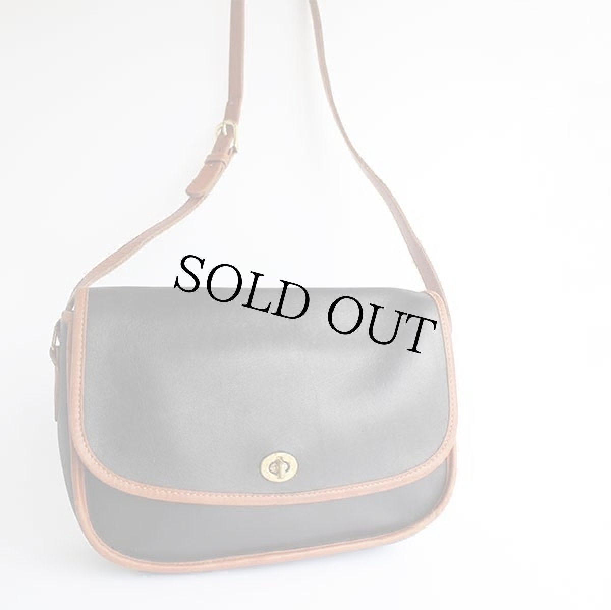 画像2: USA製 COACH オールド コーチ レザー ショルダーバッグ 黒×茶★6115 (2)