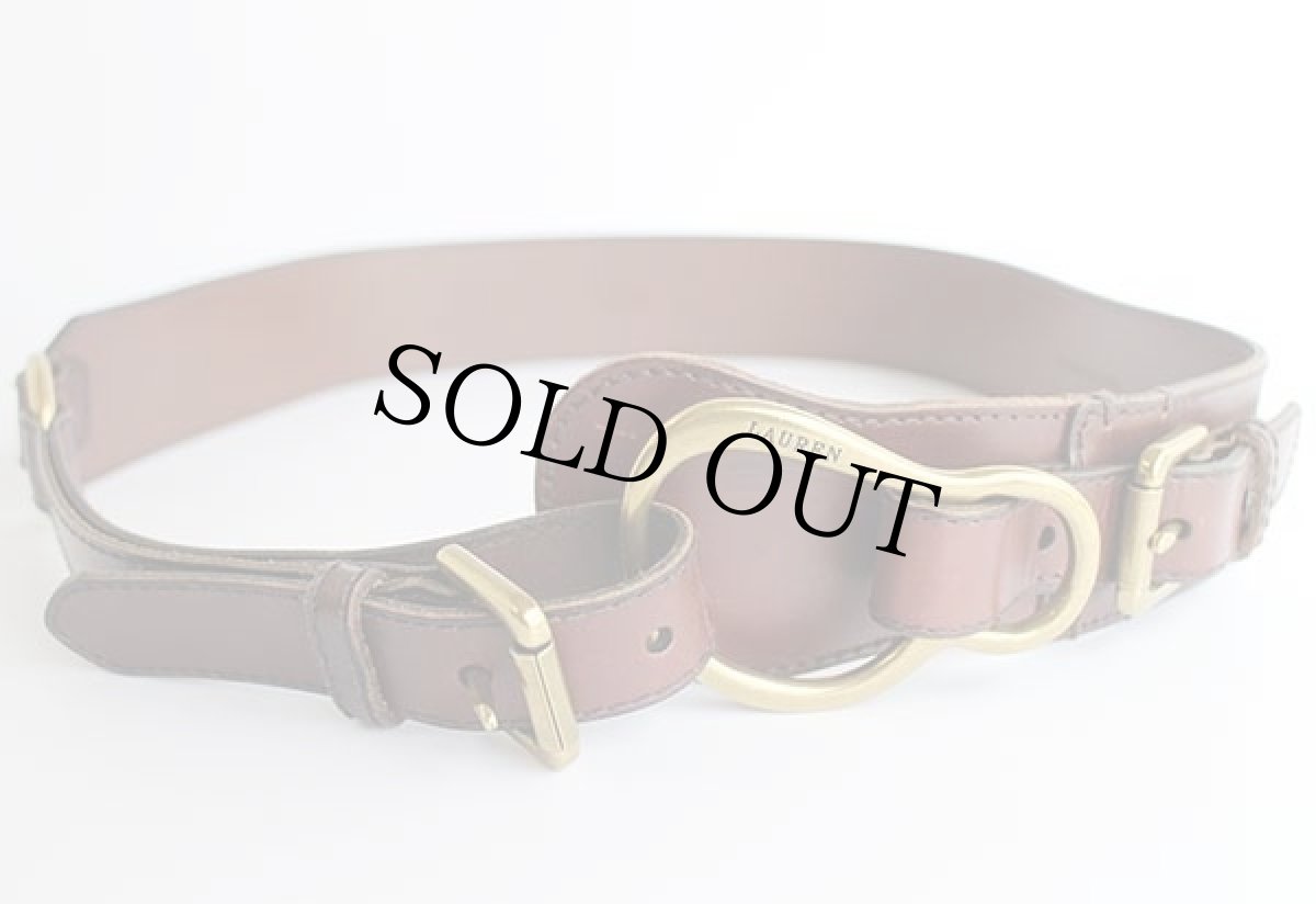 画像2: LAUREN ラルフローレン デザイン レザーベルト 焦げ茶 L★1321 (2)