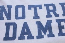画像5: 70s USA製 Championチャンピオン NOTRE DAME 染み込みプリント 七分袖 コットンTシャツ 白×紺 M (5)