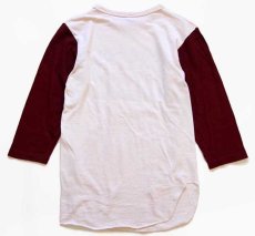 画像2: 80s USA製 Championチャンピオン BOSTON COLLEGE ツートン 七分袖 コットンTシャツ 生成り×バーガンディ M (2)