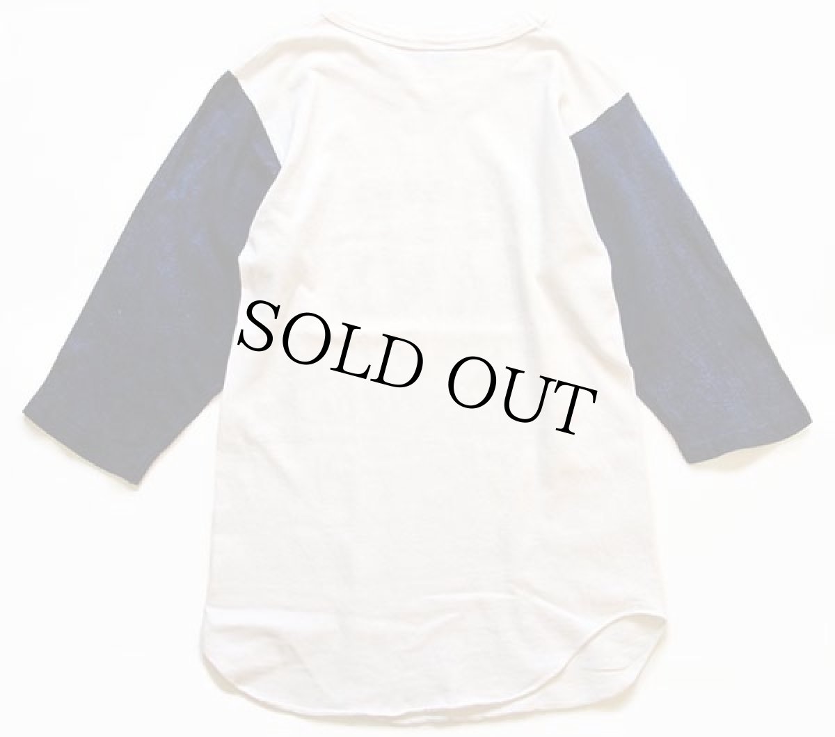 画像2: 70s USA製 Championチャンピオン NOTRE DAME 染み込みプリント 七分袖 コットンTシャツ 白×紺 M (2)