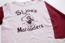 画像3: 70s USA製 Championチャンピオン St.joe's Marauders コットン 七分袖Tシャツ 生成り×バーガンディ L (3)