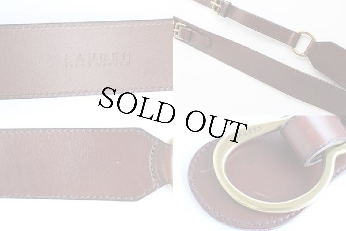 画像3: LAUREN ラルフローレン デザイン レザーベルト 焦げ茶 L★1321 (3)