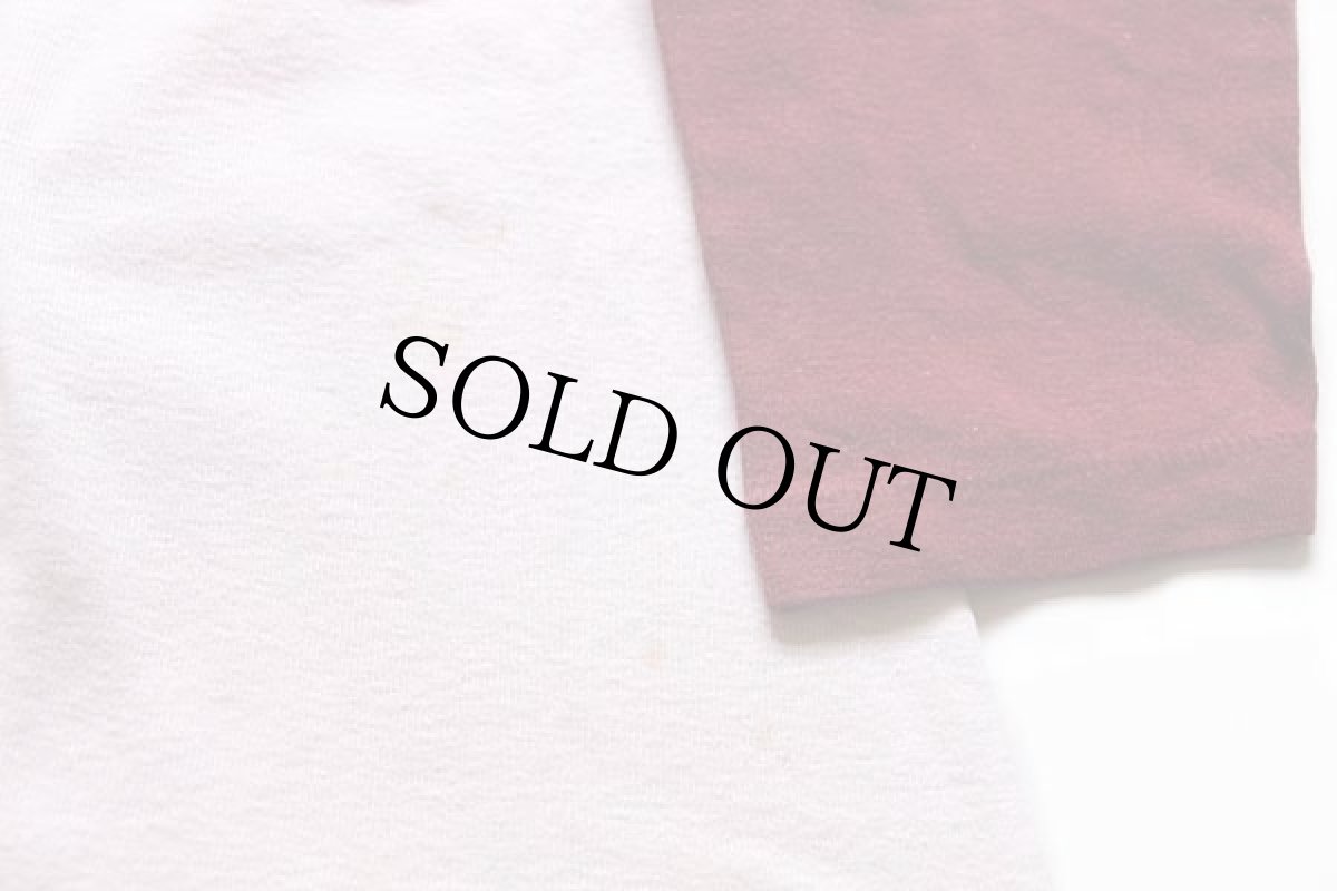 画像6: 70s USA製 Championチャンピオン St.joe's Marauders 七分袖 コットンTシャツ 生成り×バーガンディ L (6)